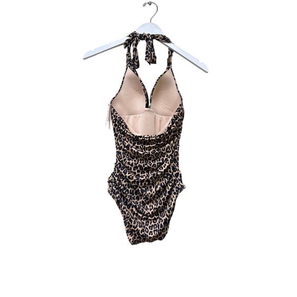 NWT Victoria Secret Medium Tan Black Leopard Halter One Piece Swimsuit Vacation - Picture 6 of 12